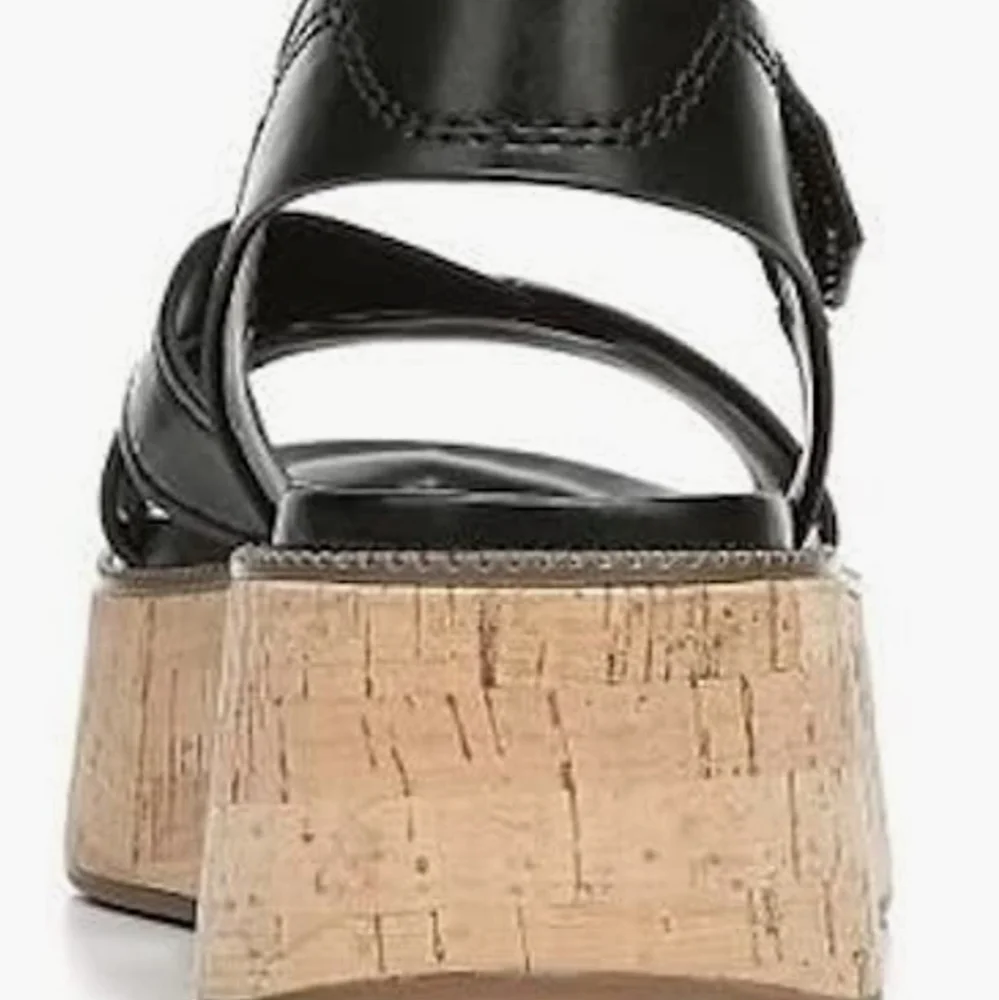 Franco Sarto Black Leather Platform Cork Sandals